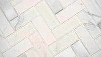 Bytle Bianco Herringbone Pattern Stone Glass Metal Multi Mosaic