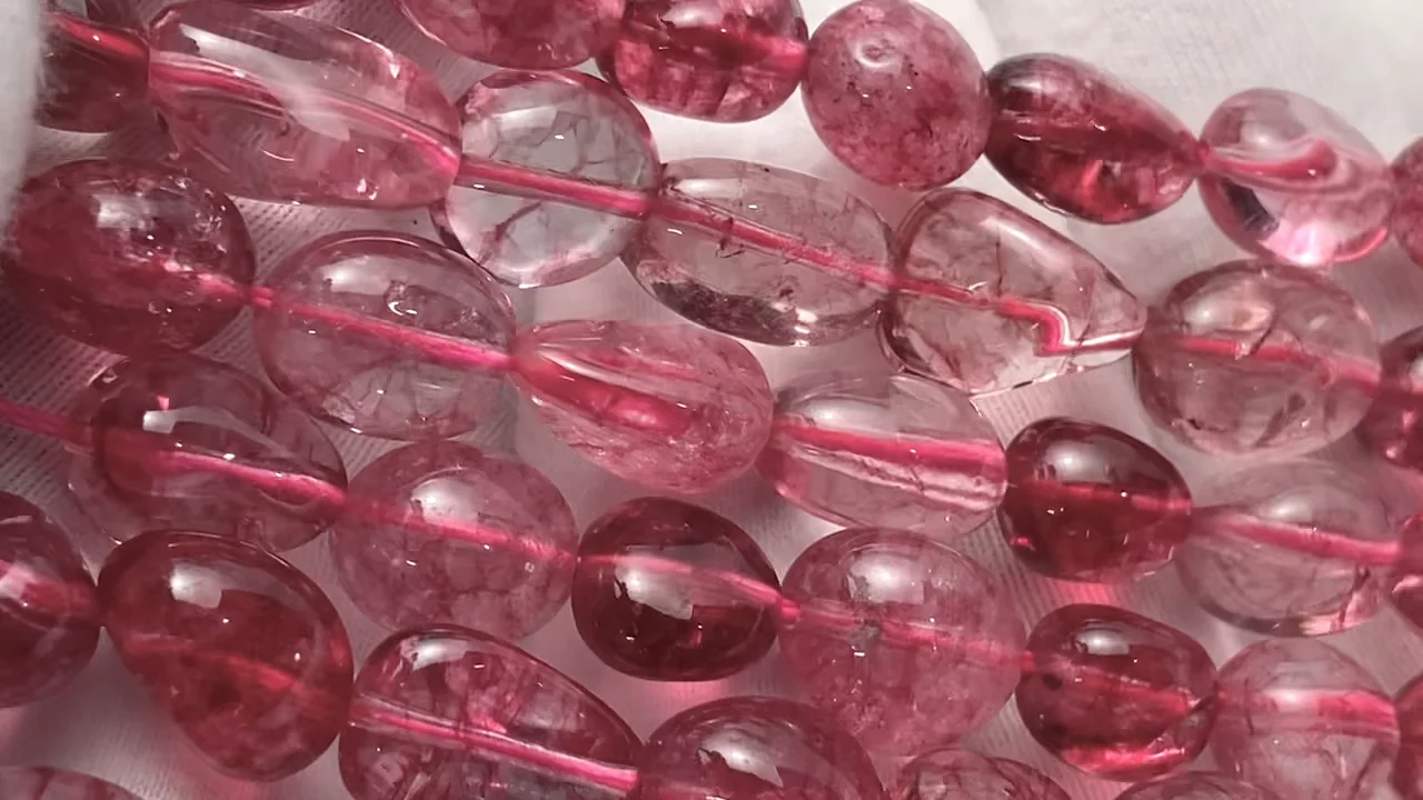 ⭐︎様　ご確認お写真　クラックあり　ピンククォーツ 楽天市場】≪g3-1614D≫○12mm○ピンククラック水晶○爆裂水晶