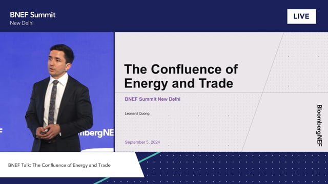 Watch "<h3>BNEF Talk: The Confluence of Energy and Trade</h3>
The world's economic development and social prosperity have been built on the twin pillars of energy and trade. However, these essential systems are facing growing demands for decarbonization and for localization, and a seismic shift is now underway. Will the needs of one trump the other, or can they coexist?
Presented by Leonard Quong, Head of Asia-Pacific Energy Transition and Trade, BNEF"