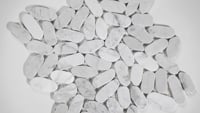 Sliced Carrara White 12x12 Pattern Tumbled Marble Pebble  