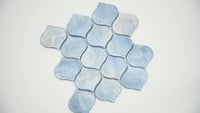 Blue Shimmer Arabesque 8mm Glossy Glass Mosaic Tile