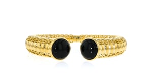Onyx Twisted Cuff Bracelet in 18kt Gold Over Sterling