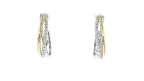 Gabriel Designs Sterling Silver and 14kt Yellow Gold Bead Crisscross C-Hoop Earrings