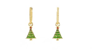18kt Gold Over Sterling Jewelry Set: Hoop Earrings with Interchangeable Holiday Charms
