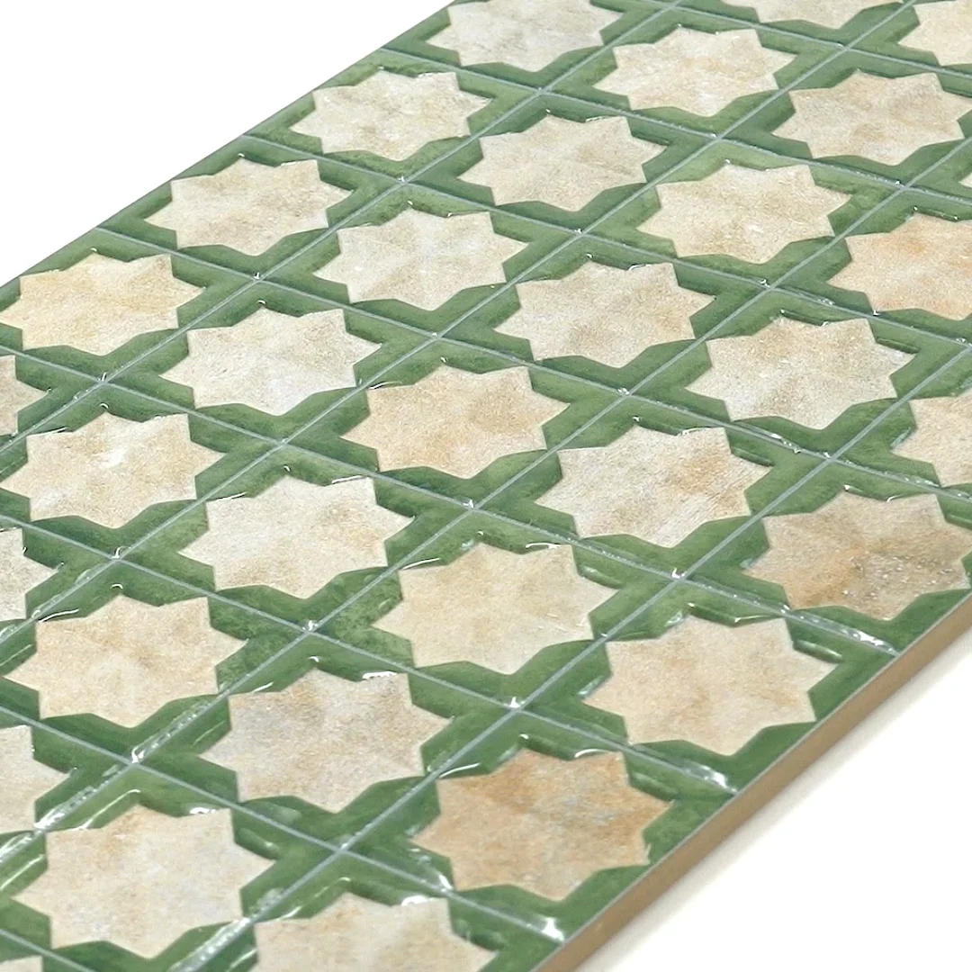 Sultana Celeste Green Porcelain Tile 12x22 Moroccan Wall Decor