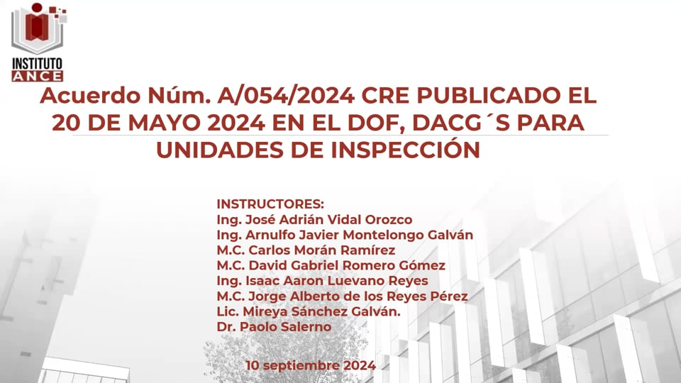 Acuerdo A/054/2024 CRE DACG'S PARA UNIDADES DE INSPECCIÓN