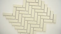 Almond Glossy Herringbone 11.45X12.63 Porcelain Mosaic Tile