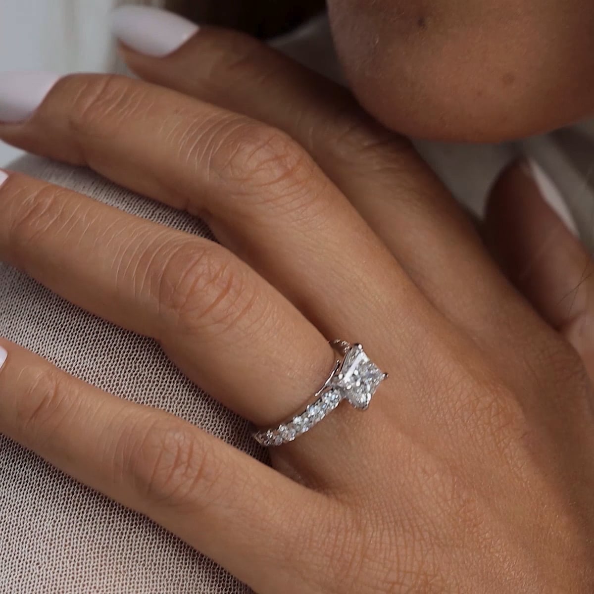 product video 2 for 4 ctw Princess Lab Grown Diamond Engagement Ring with Split Prong Side Accents