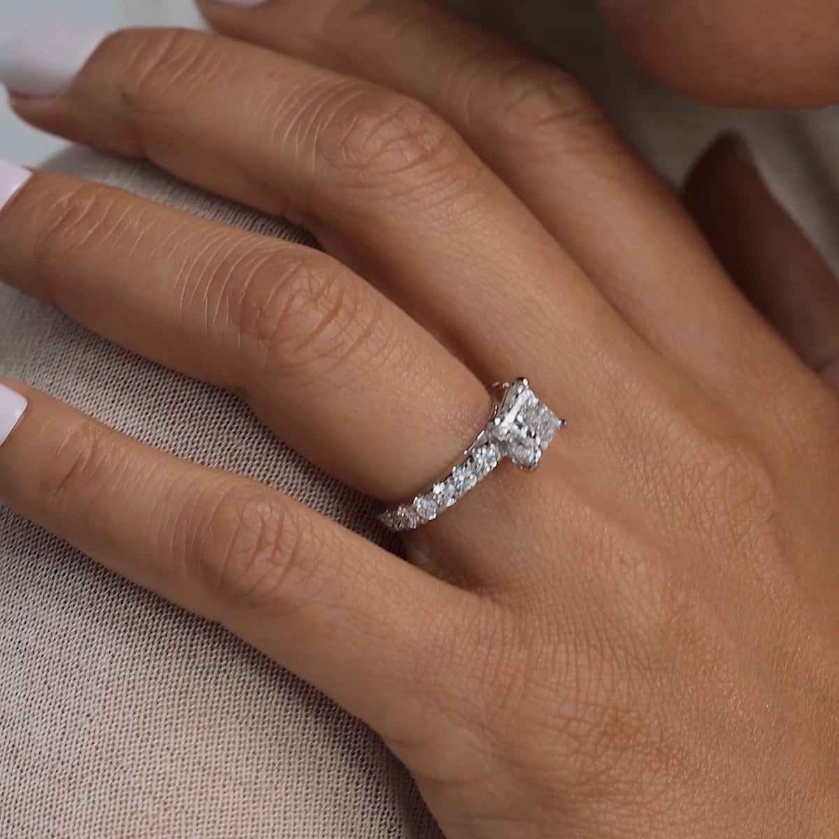 product video 2 for 4 ctw Princess Lab Grown Diamond Engagement Ring with Split Prong Side Accents