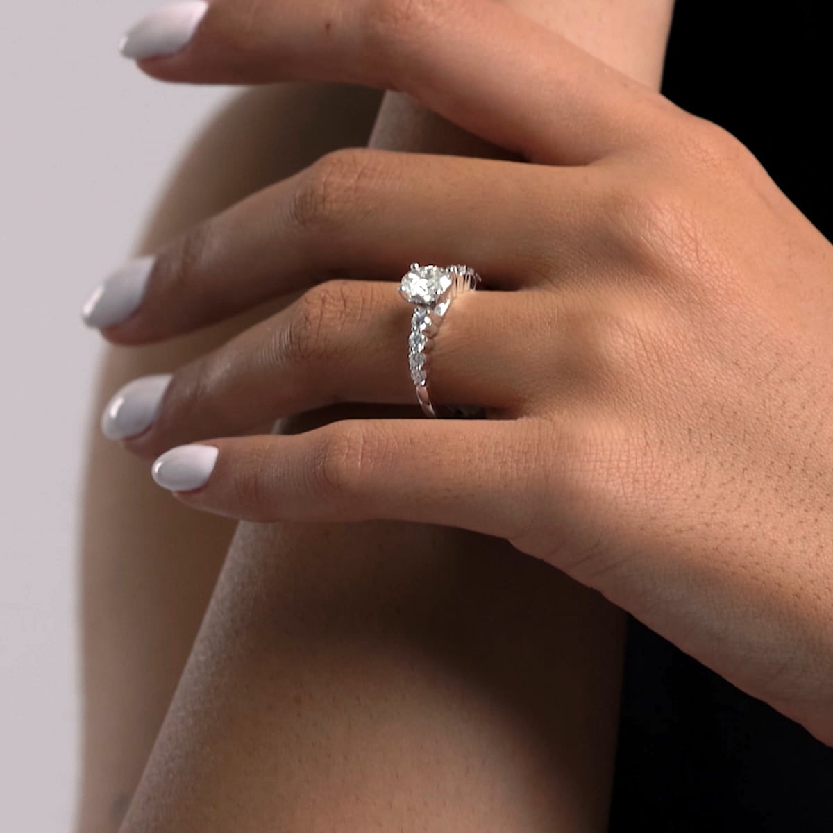 product video 2 for 1 1/2 ctw Oval Lab Grown Diamond Graduated Engagement Ring