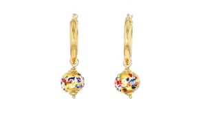Italian 18kt Gold Over Sterling Jewelry Set: Hoop Earrings and Three Pairs of Interchangeable Drops