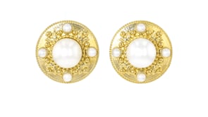 3-10.5mm Cultured Pearl Earrings in 18kt Gold Over Sterling