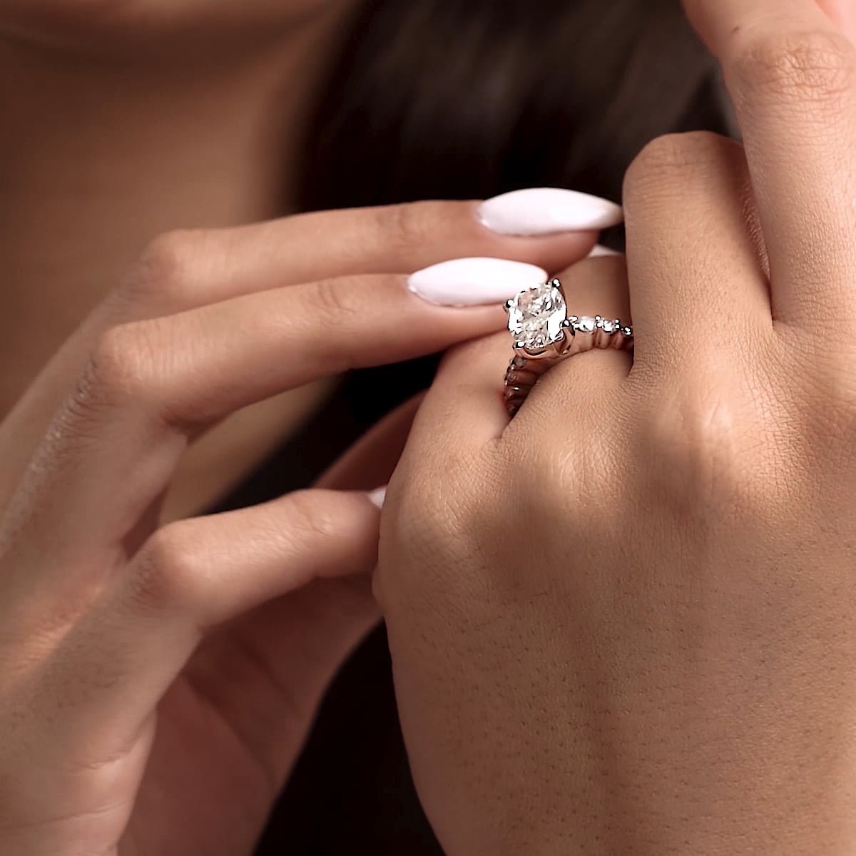 product video 2 for 2 ctw Oval Lab Grown Diamond Graduated Engagement Ring