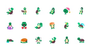 Animated Turtle Stickers Set, an Emoji Icon by Vectors Market (Thumbnail 3 of 3)