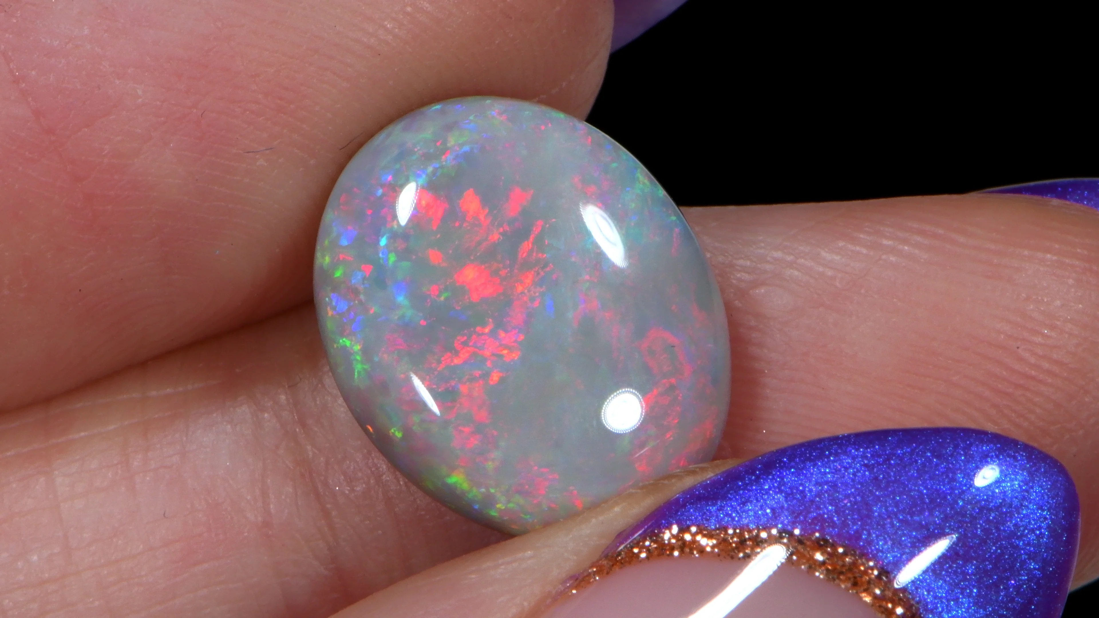 Multi Color Oval Shape Dark Opal 5.43 ct