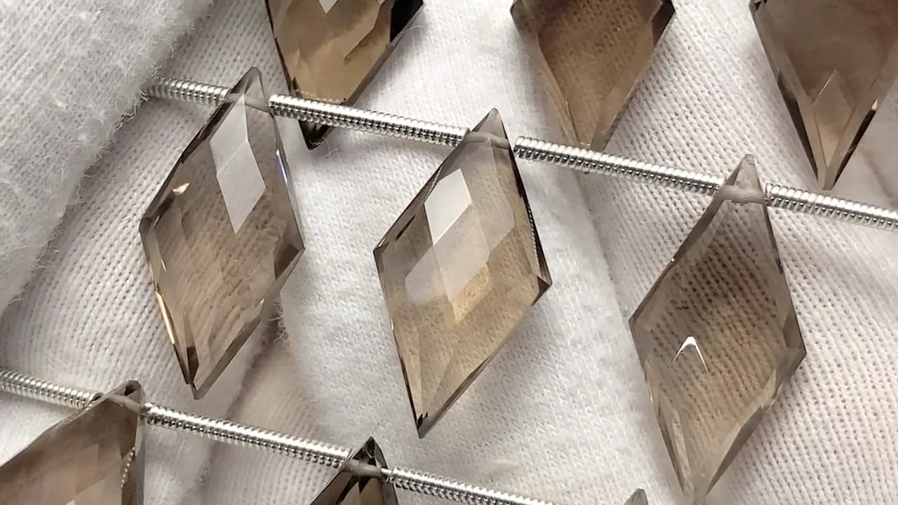 スモーキークォーツ （茶水晶）｜産地・ブラジル ダイヤカット 1連