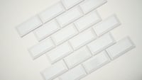 White Beveled 11.89x11.97 Glossy Porcelain Mosaic Tile
