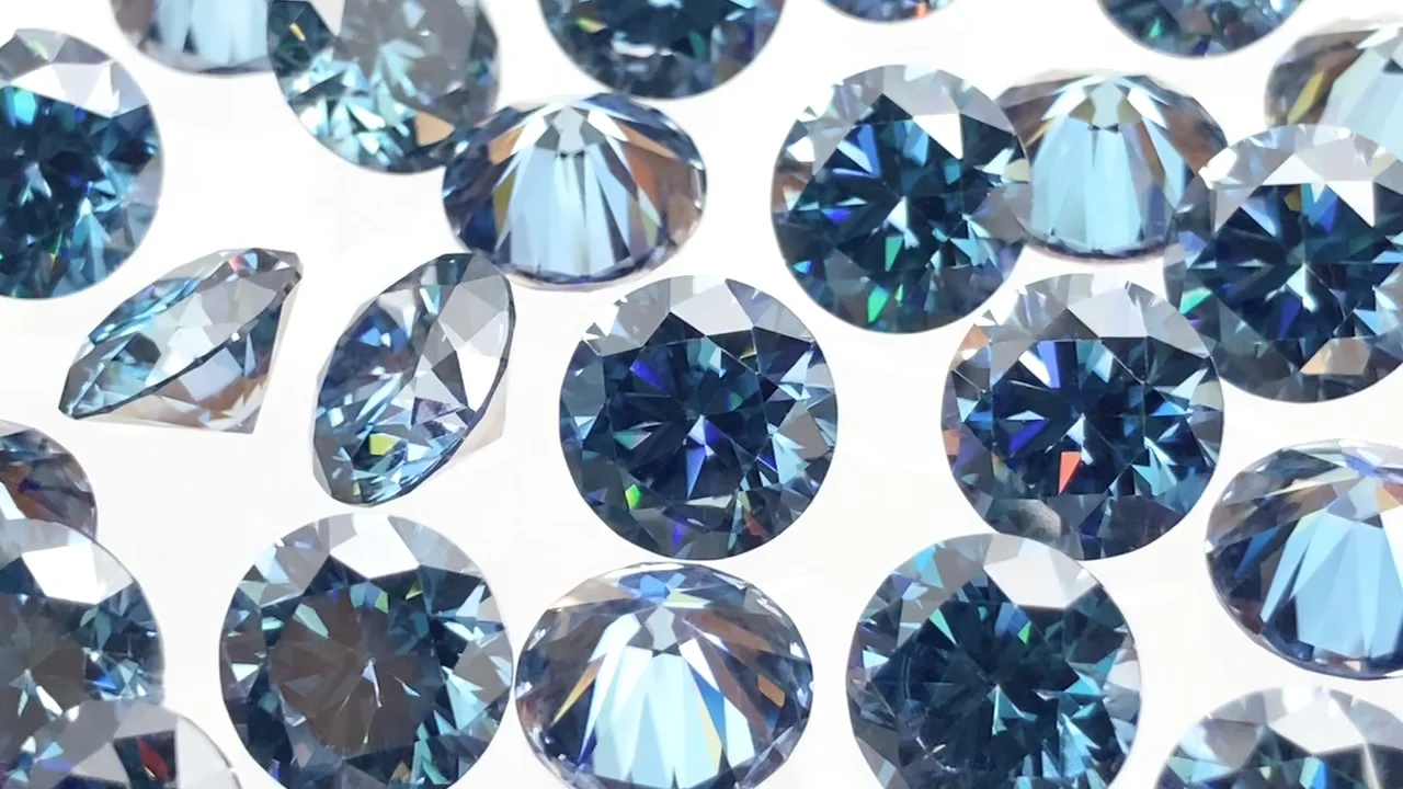 モアサナイト AAA ルース ラウンドファセットカット8×8mm 【ブルー】 1