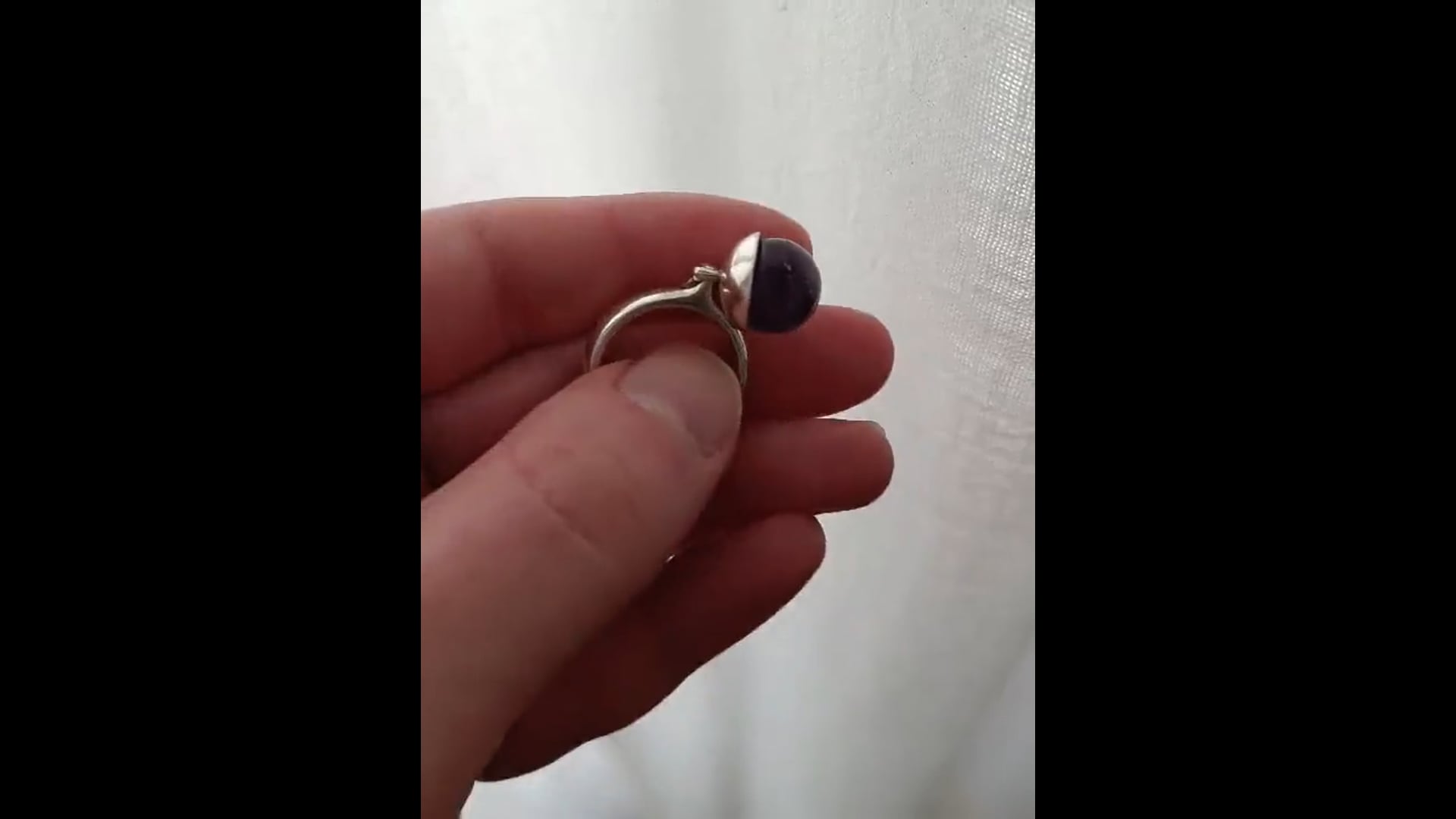 Georg Jensen Silver Ring 473A with Amethyst Sphere Pendant at 1stDibs