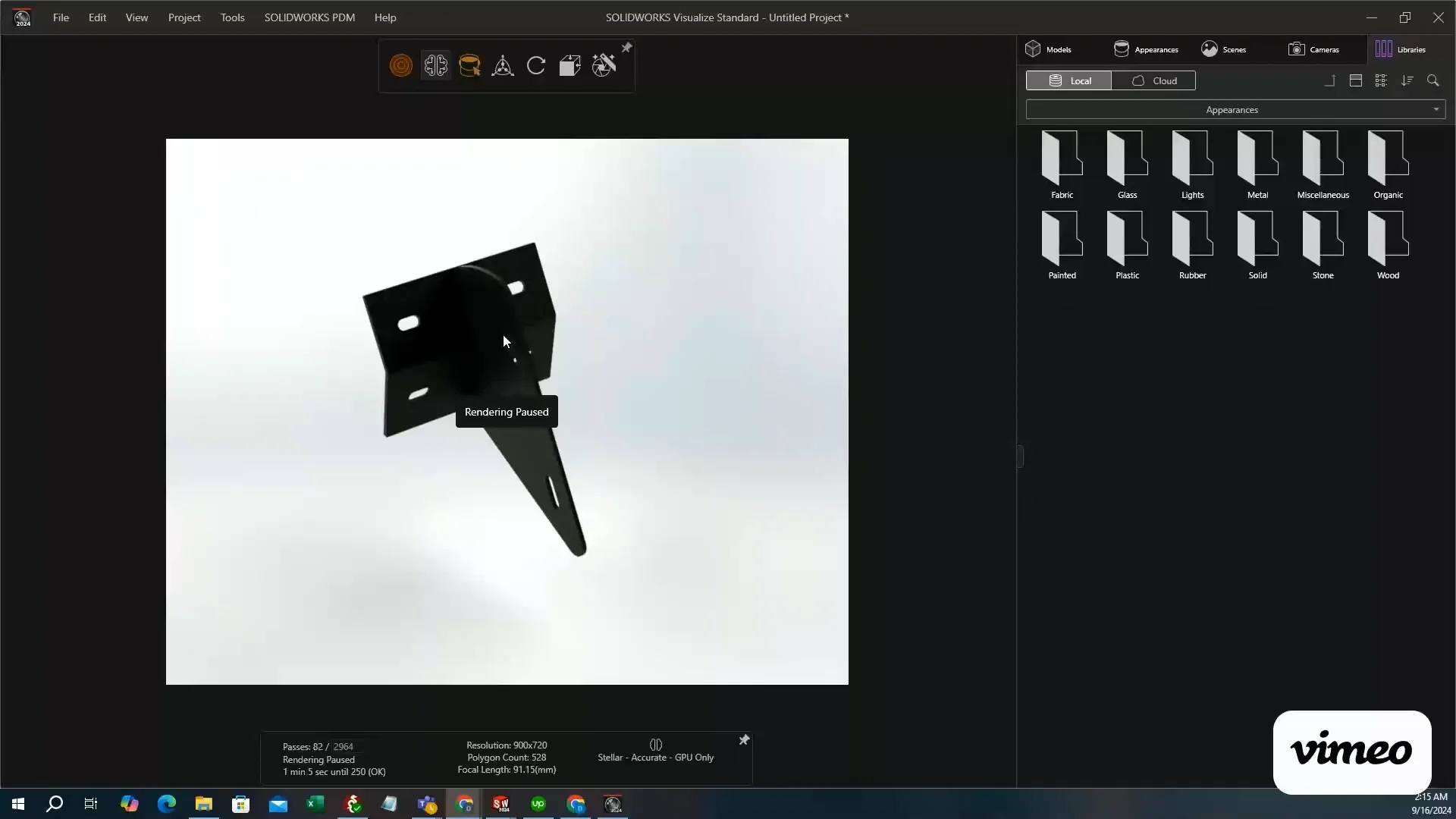 Rendering in Solidworks Visualize