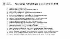 Raseborgs fullmäktigemöte 16.9.2024