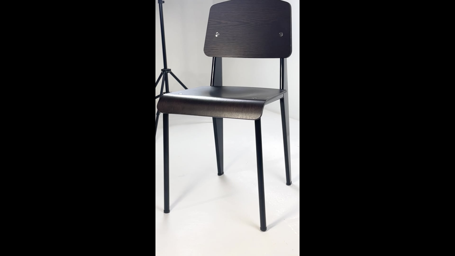 Jean Prouvé Standard Chair in Dark Oak w Deep Black Powder Coated