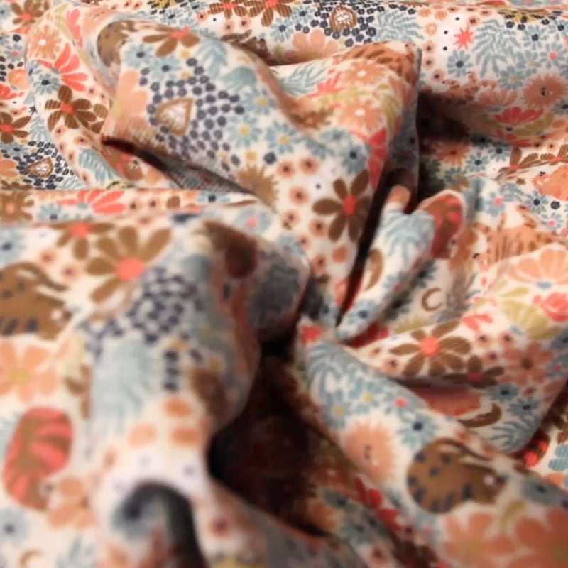 Vidéo: Velours côtelé babycord - Floral rétro multicolore