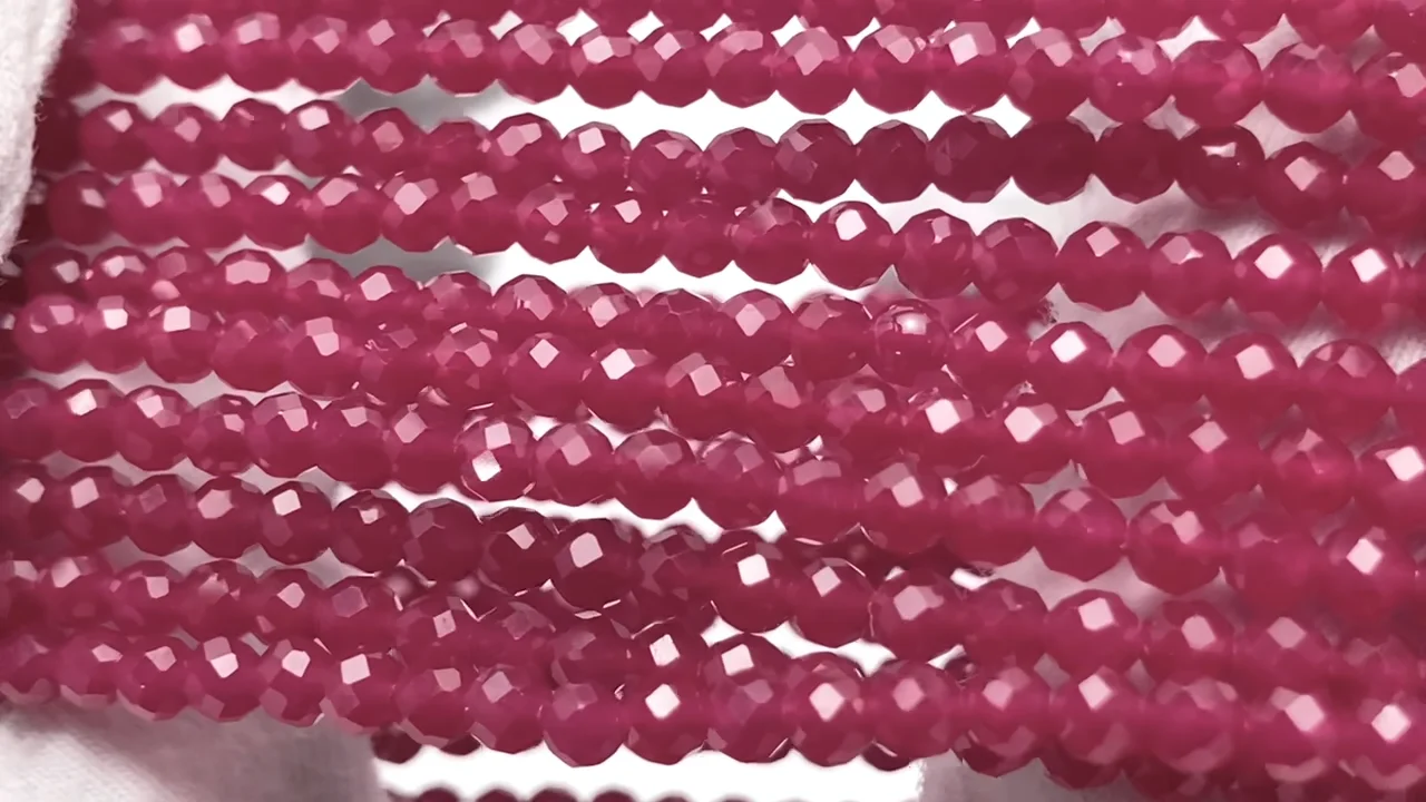 合成ルビー ラウンドカット3mm ブレスレット｜天然石ビーズの卸問屋