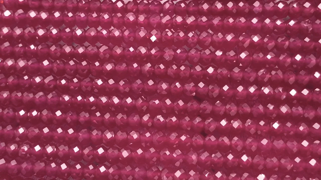 合成ルビー ボタンカット3×3×2mm 1連｜天然石ビーズの卸問屋・通販