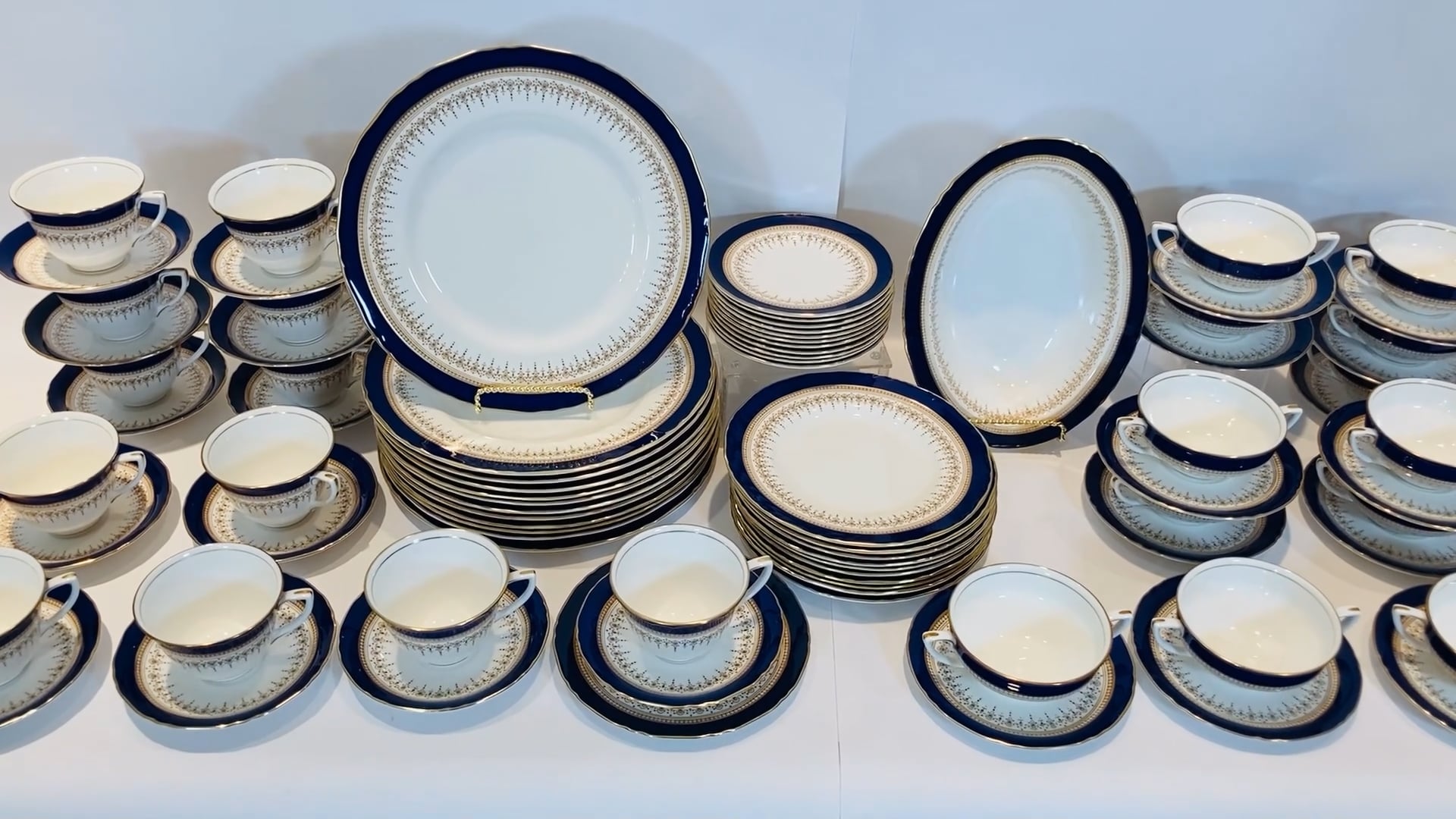 Royal Worcester Regency Royal Blue Fine Bone China Set 83