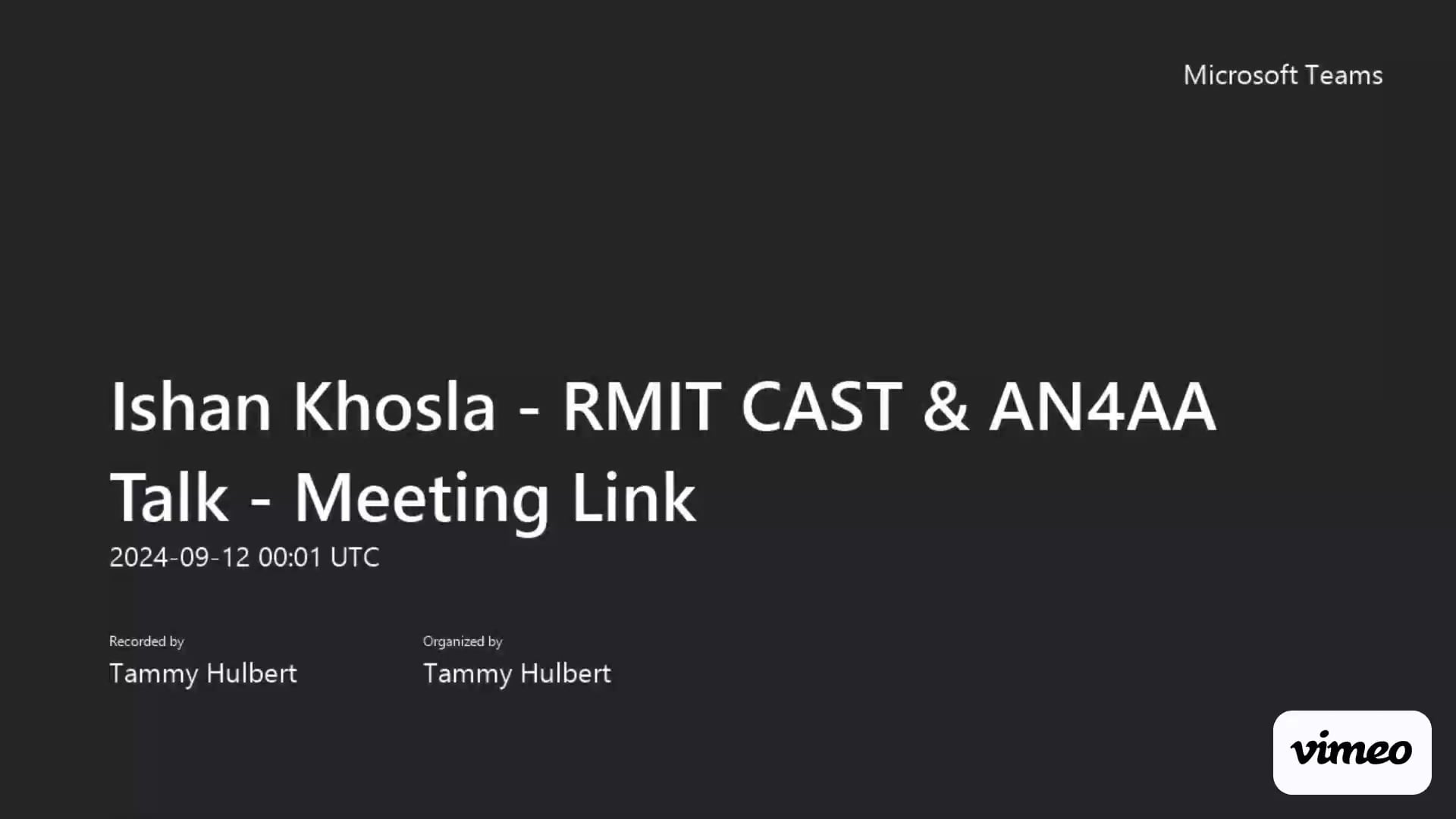 Ishan Khosla - RMIT CAST & AN4AA Talk - Sept 2024