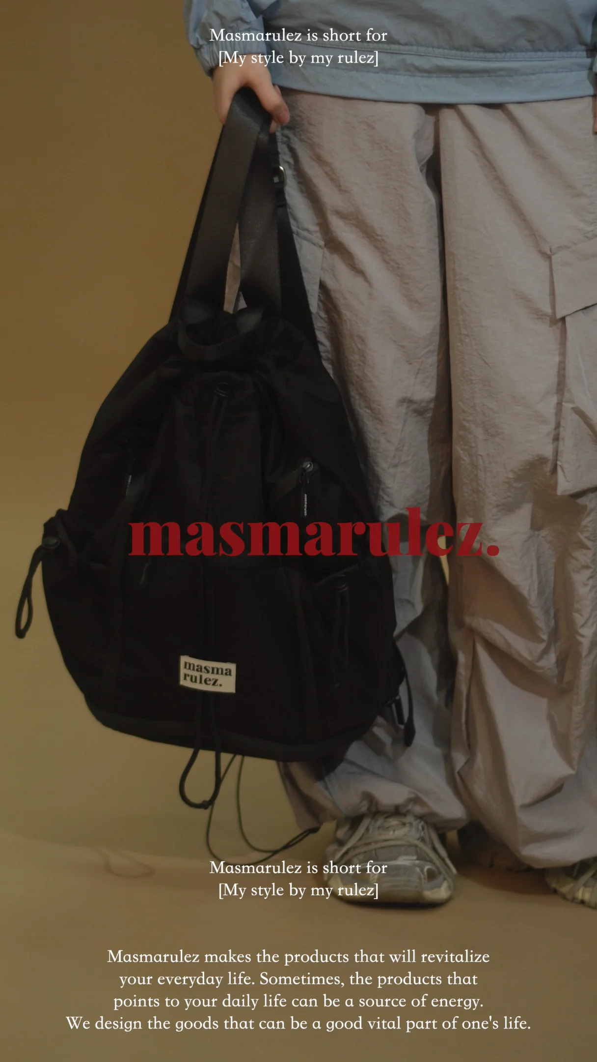 Zipper string backpack _ Black : Masmarulez [마스마룰즈]