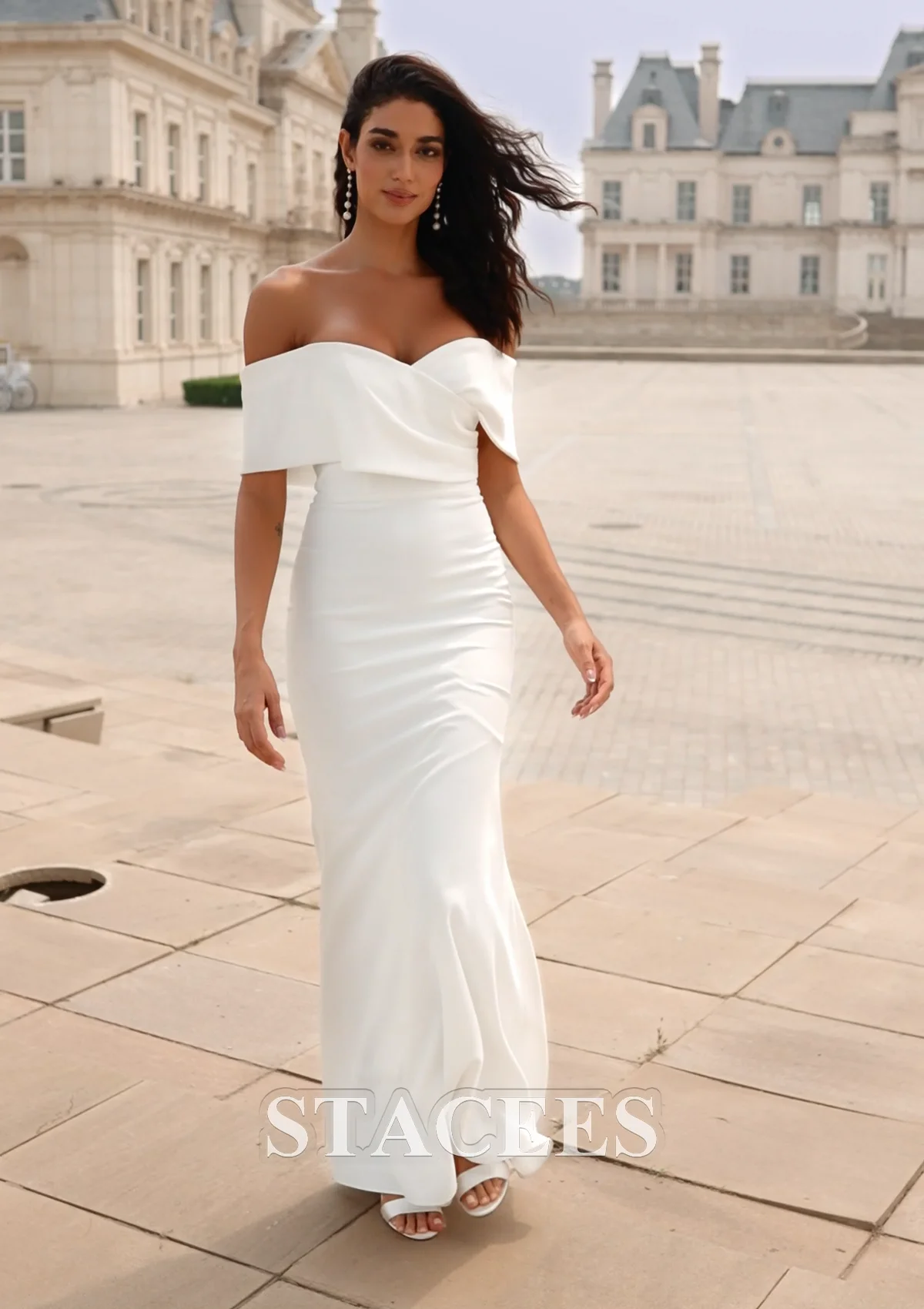 Classic Sheath Off-the-Shoulder Stretch Fit & Flare Wedding Classic Sheath Off-the-Shoulder Stretch Fit & Flare Wedding