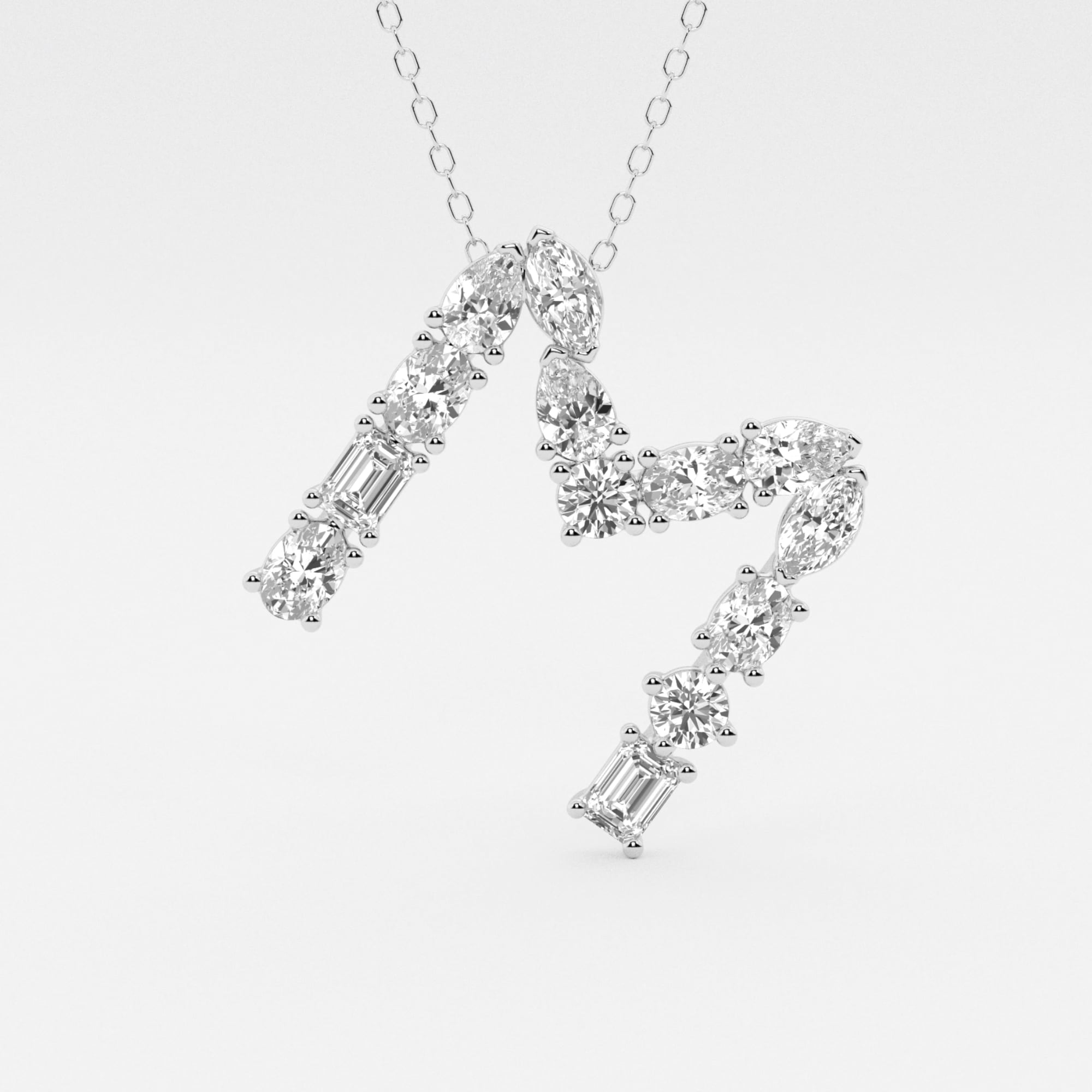 1 3/4 ctw Mosaic Multi-Shape Initial M Fashion Pendant 14K