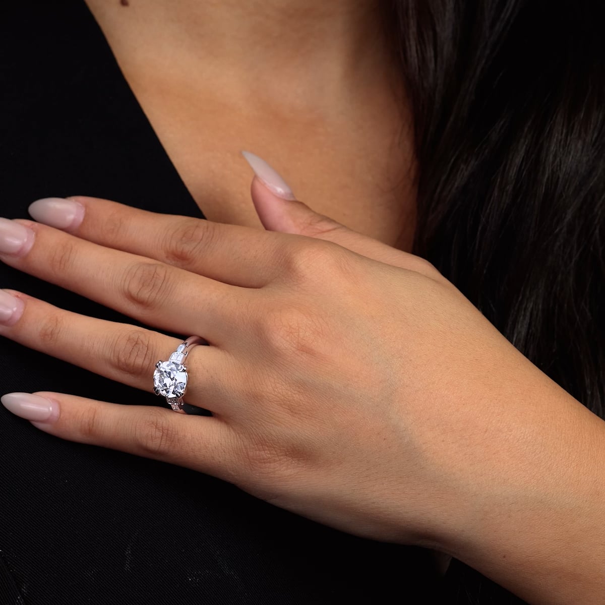 Silvia 1/8 ctw Round Lab Grown Diamond Old Mine Cut Art Deco