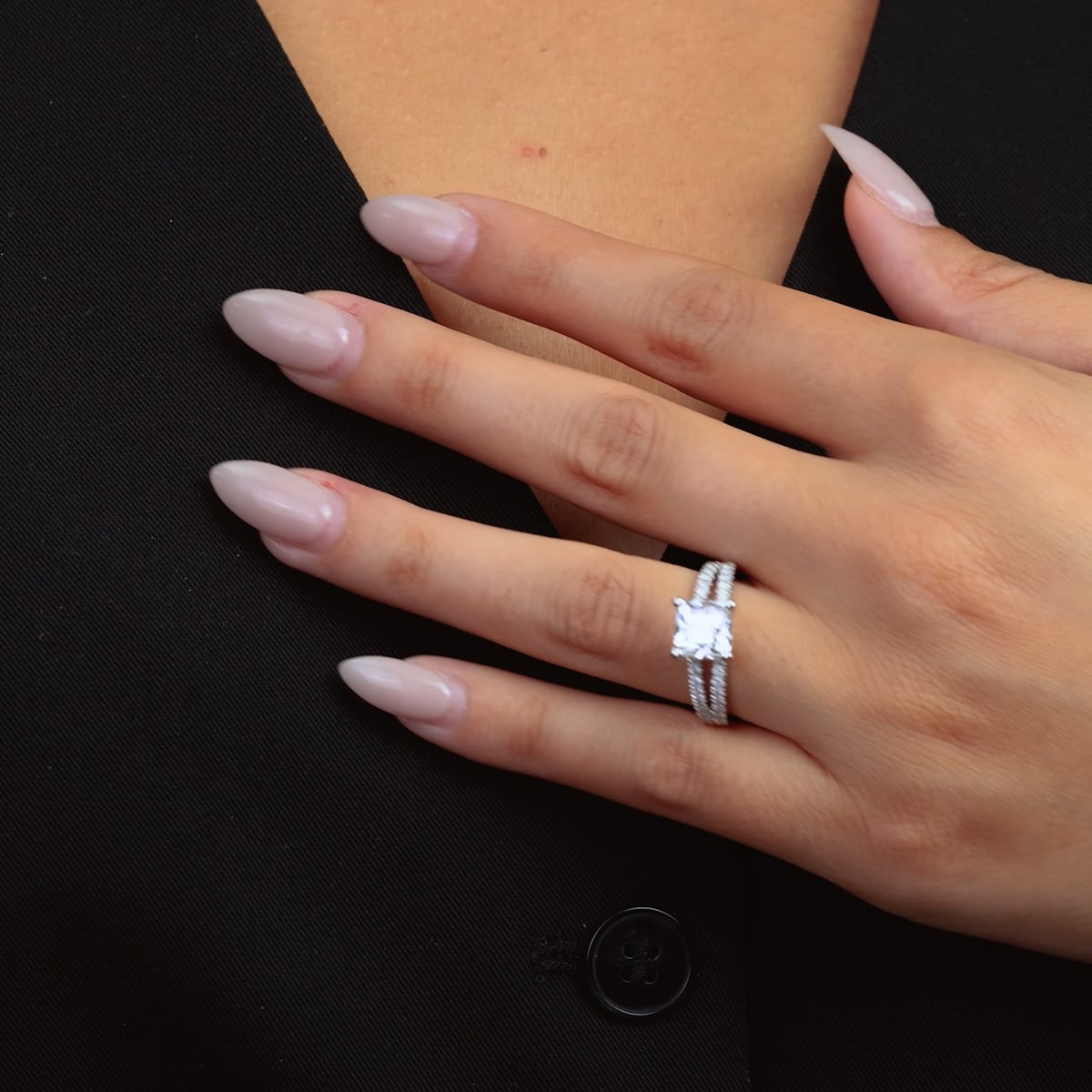 product video 2 for 3 ctw Cushion Lab Grown Diamond Old Mine Cut Split Shank Hidden Halo Engagement Ring