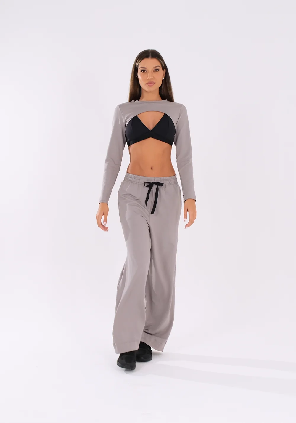 Cropped Bolero Moletinho Cinza Oasis Dlk – DLK Moda Fitness