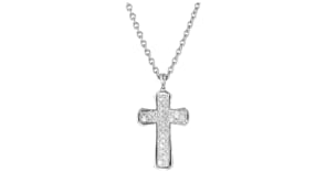 Mens 1.00 ct. t.w. Lab-Grown Diamond Cross Pendant Necklace in Sterling Silver