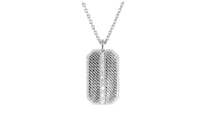 Mens 1.00 ct. t.w. Lab-Grown Diamond Striped Dog Tag Pendant Necklace in Sterling Silver