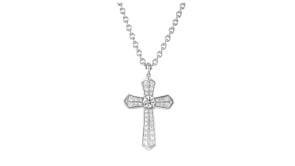 Mens 1.00 ct. t.w. Pave Lab-Grown Diamond Cross Pendant Necklace in Sterling Silver
