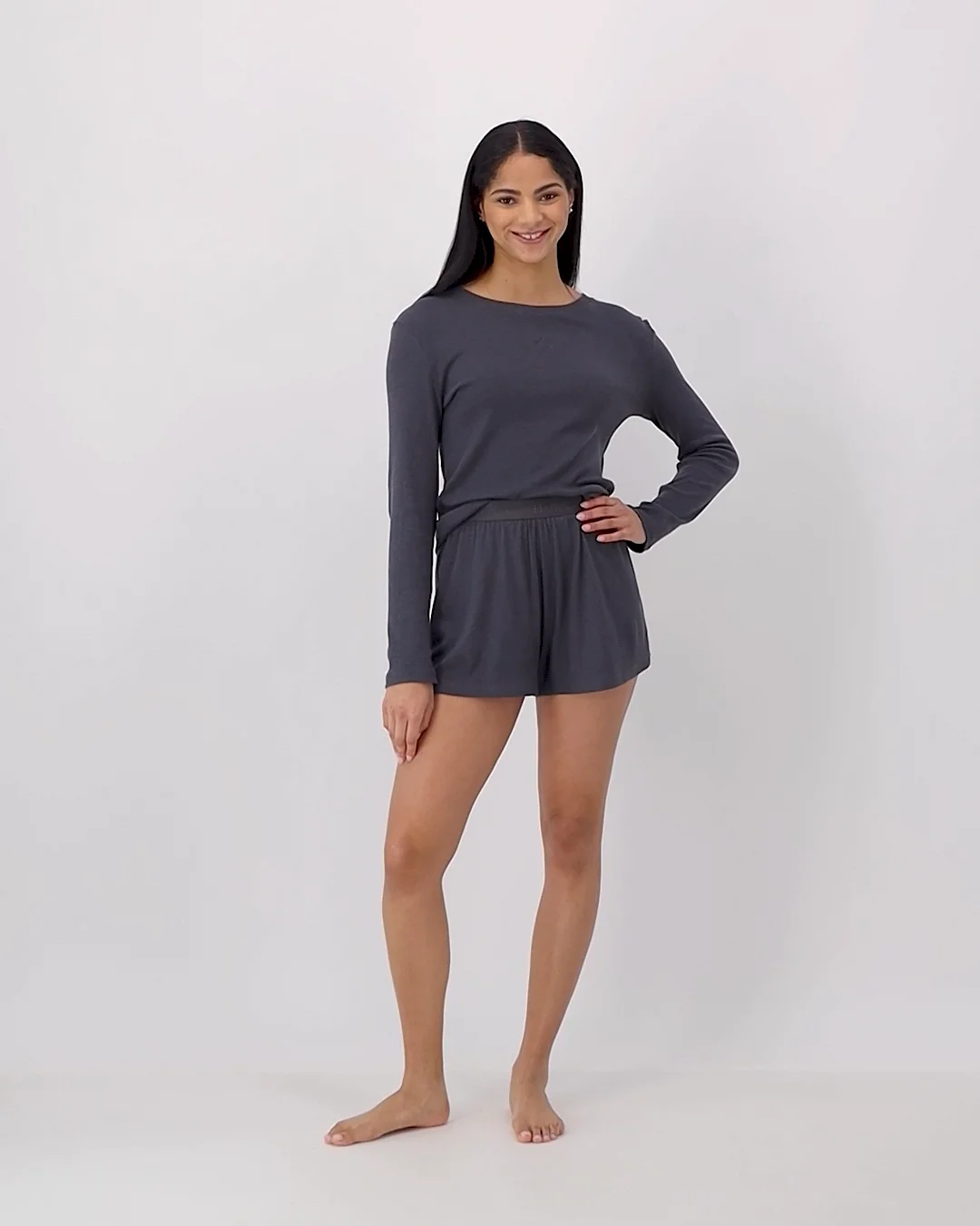 Shorts Women Hanes Originals Comfywear Women's Rib Tank Silence