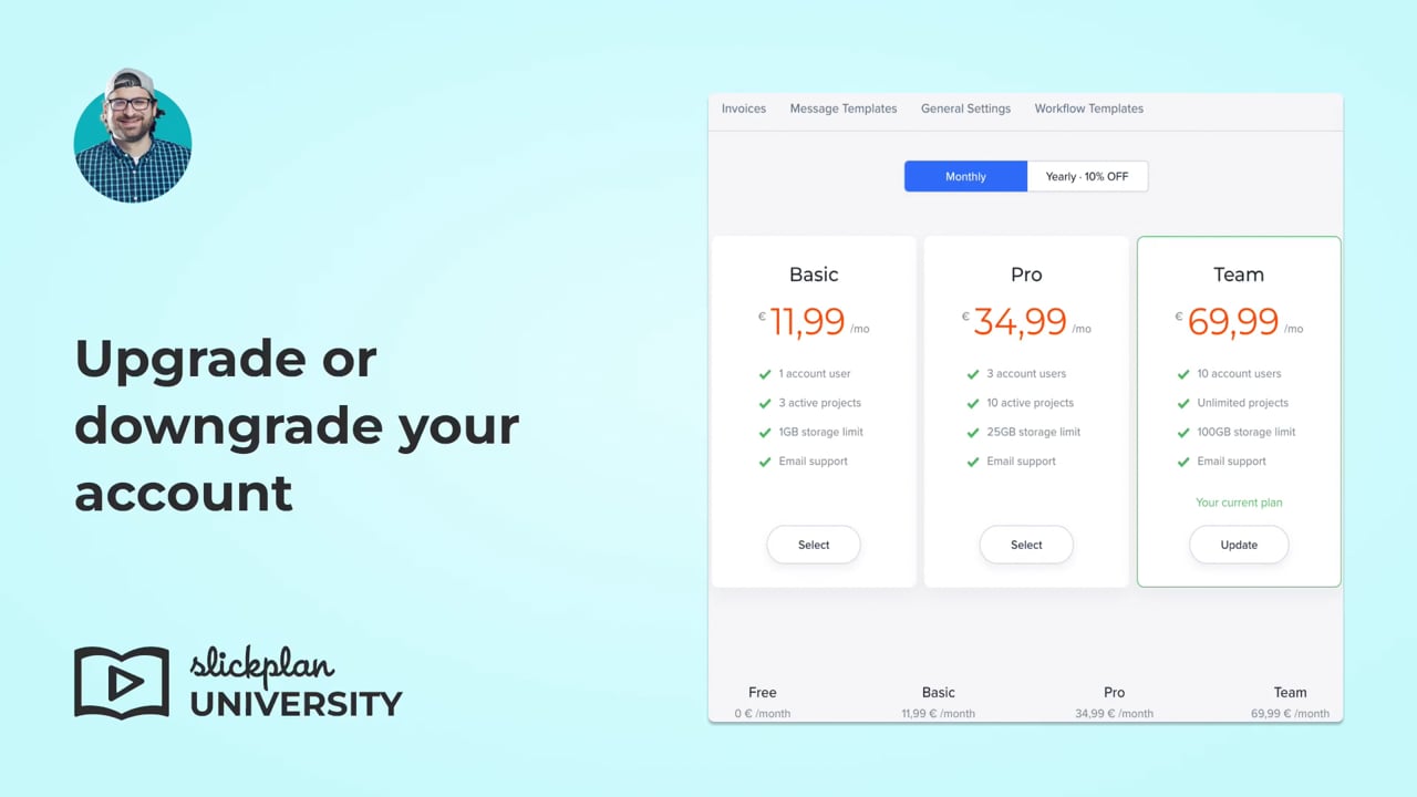 Upgrade or downgrade your account