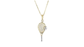 10kt Two-Tone Gold Tennis Racket Pendant