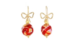 Italian Multicolored Murano Glass Bow Drop Earrings in 18kt Gold Over Sterling