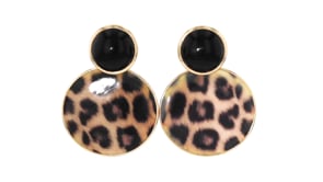 Onyx and Removable Leopard-Print Enamel Drop Earrings in 18kt Gold Over Sterling