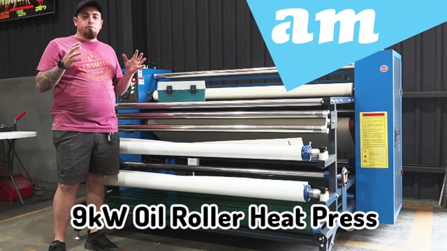 220V 9kW Oil Heating Roller Heat Press Tested on 7 Meters Long Banner Sublimation Pressing