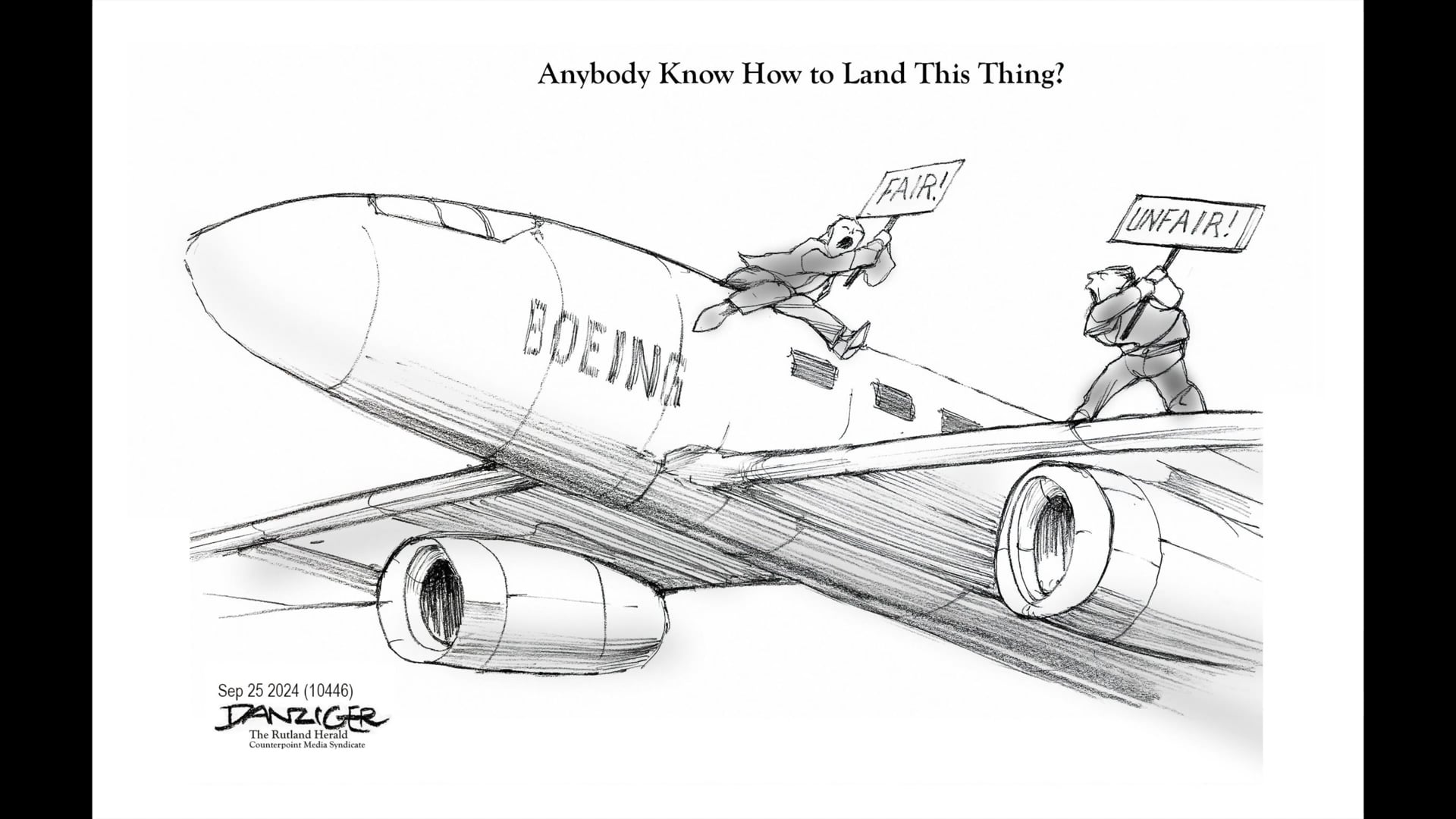 Danziger Live-Cartoon: Boeing Strike