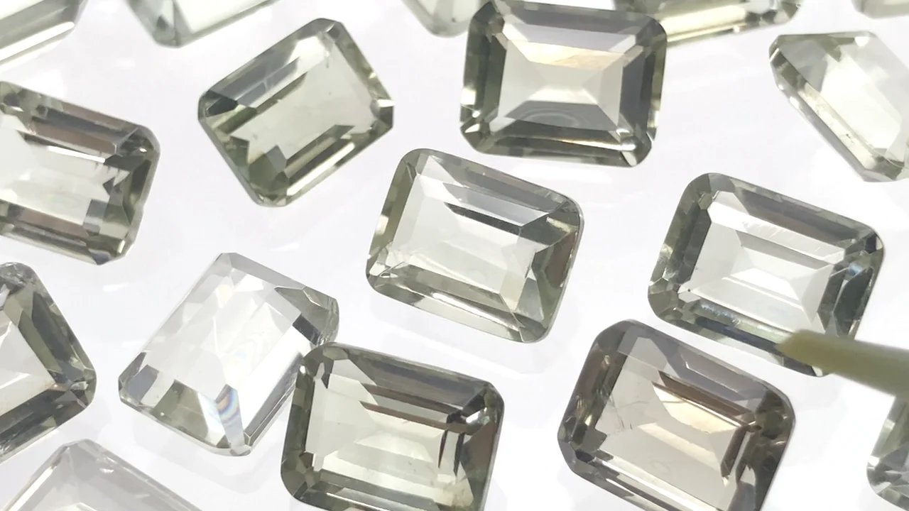 動画】宝石質グリーンアメジストAAA ルース レクタングルファセット