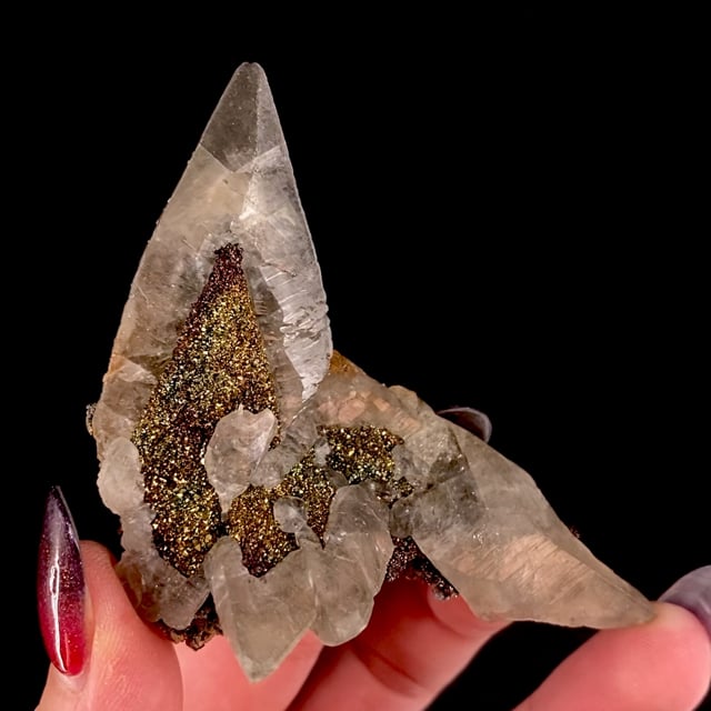 Calcite with iridescent Chalcopyrite