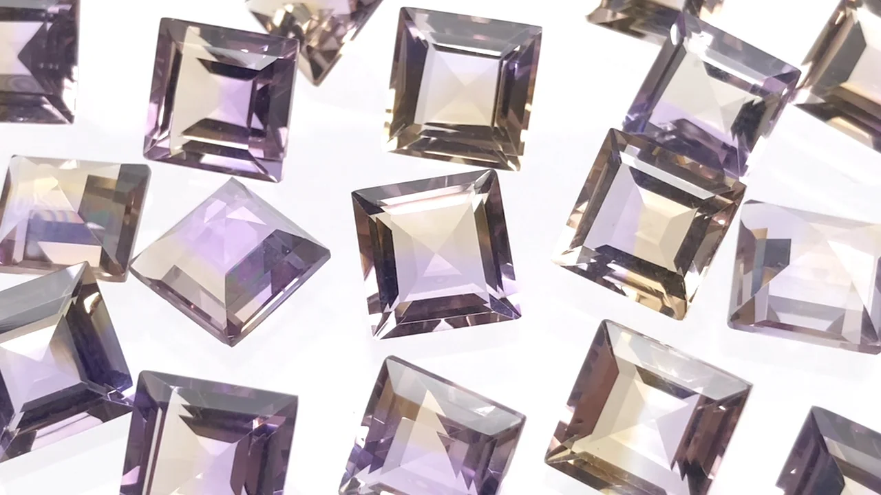 動画】宝石質アメトリンAAA ルース スクエアファセットカット10×10mm 1
